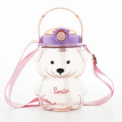 Insulated Teddy Bear Water Bottle 1000ml With Straw And Strap