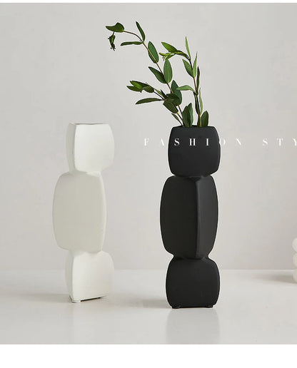 Modern Minimalist Black Vase - Nordic Style Home Decor Art Ornament for Living Room