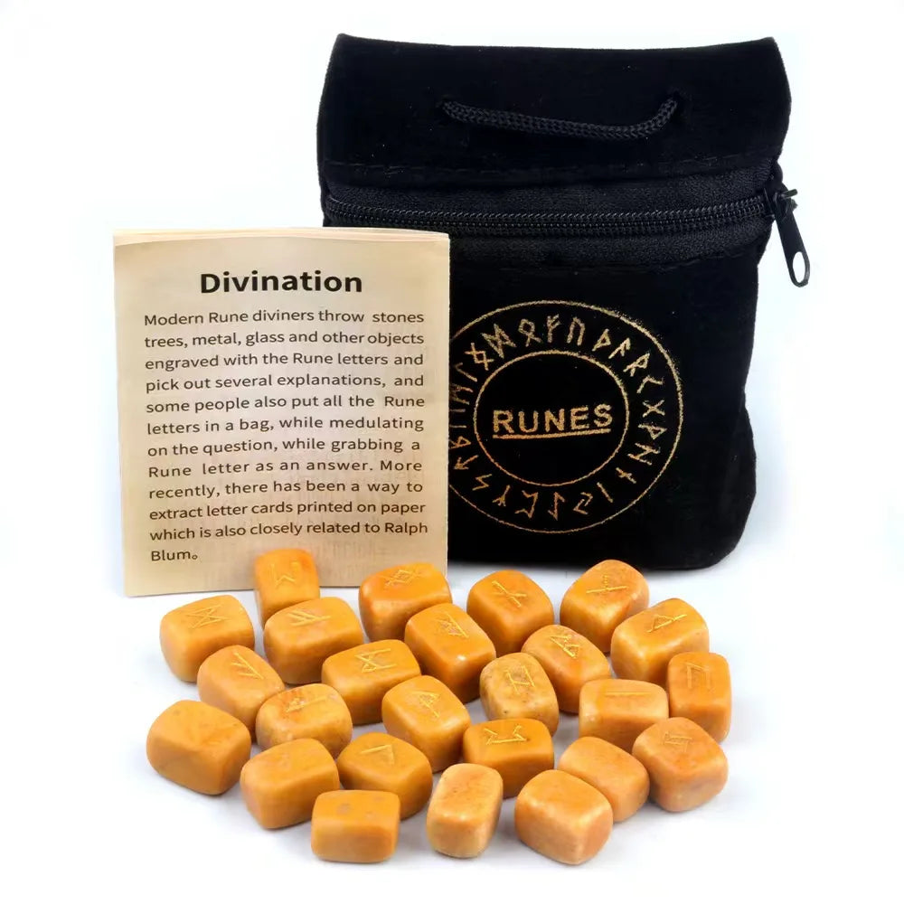Natural Crystal Agate Rune Set Stones for Divination and Meditation