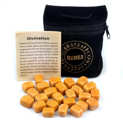 Natural Crystal Agate Rune Set Stones for Divination and Meditation