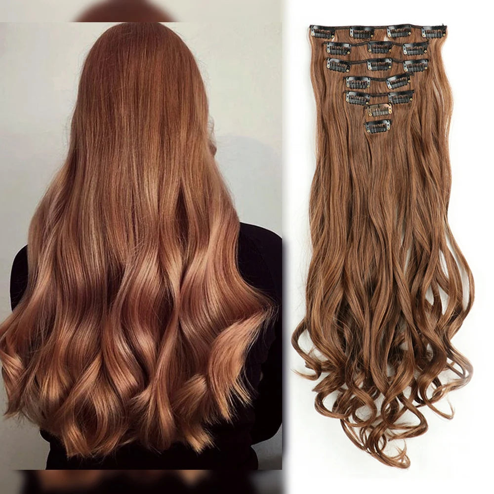 Lush Clip In Extensions 7 Piece Full Head 22 Inch Curly Wavy Hair