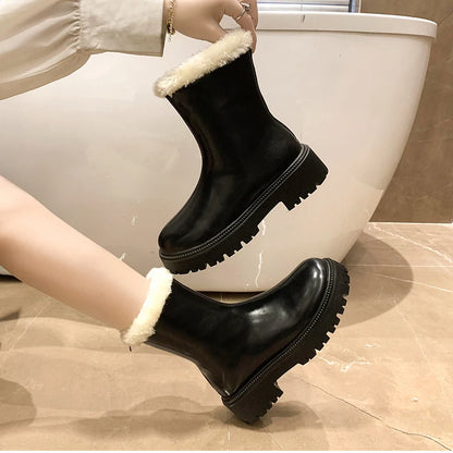 Winter Women Warm Plush Ankle Boots - Comfort Non-Slip Big Size Cotton Short Boots