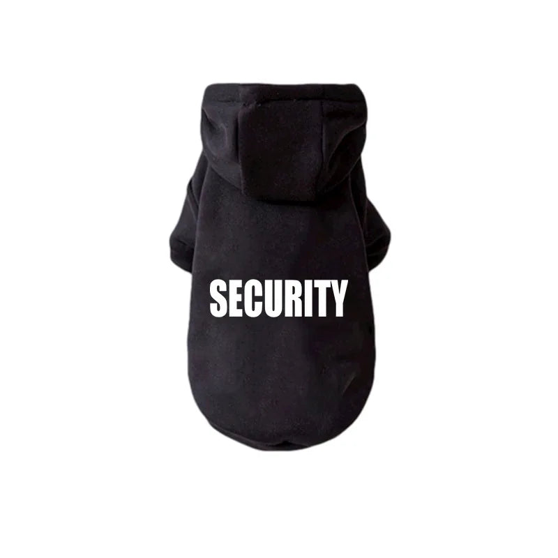 Dog fleece hoodie with a SECURITY back print