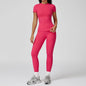 Women Yoga Set 2PCS Workout Set Sportswear Gym Clothing Fitness Long Sleeve High Waist Leggings Cycling Shorts WORKOUT REVOLUTION