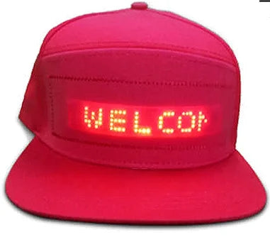 LED message display baseball cap with customizable text