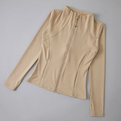 Luxe Yoga fitted Coat Women's Slimming Long Sleeve Fast Running Thin Pilates Fitness Suit Top Clothing