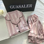 Soft Lounge Set Satin Striped with Button Up Shirt and Pants for Women