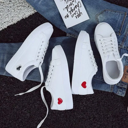 Luxe Heart On My Sole Viral White Platform Sneakers