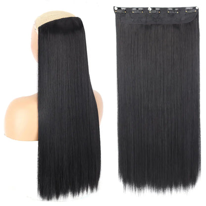 Heat-Resistant Clip-In Hair Extensions Five Clips for Dark Hair