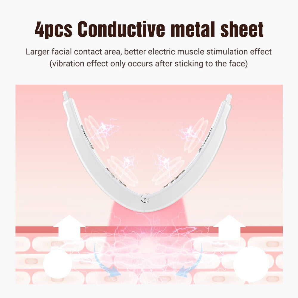 Jawline facial massager with EMS pulse vibration and heat