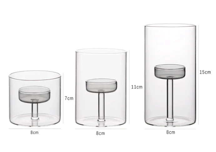 Glass candle holder for block candles and table decor