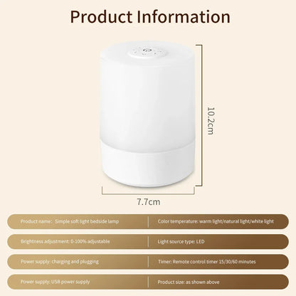 Touch bedside lamp with remote control and three light modes