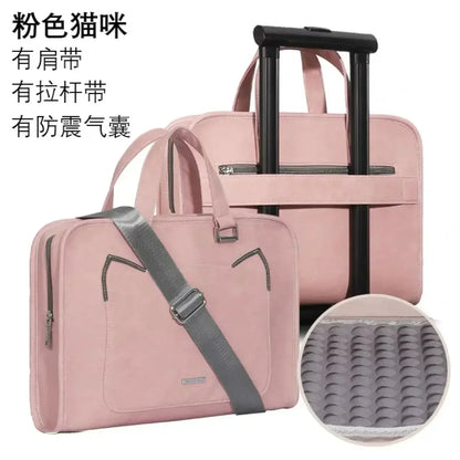 Pink Laptop Shoulder Bag Sleeve Handbag Waterproof MacBook Air Pro 13.3 14 15.6 16 Inch PC Case Travel Briefcase Shockproof