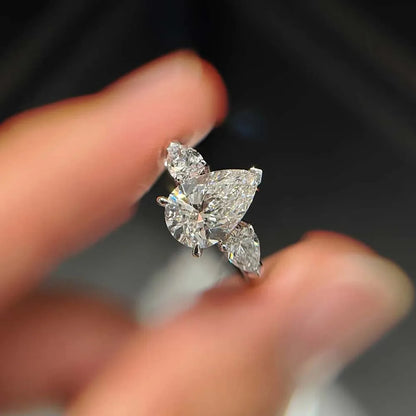 Pear-Cut Moissanite Ring in 18K Gold Plated Sterling Silver with Prong