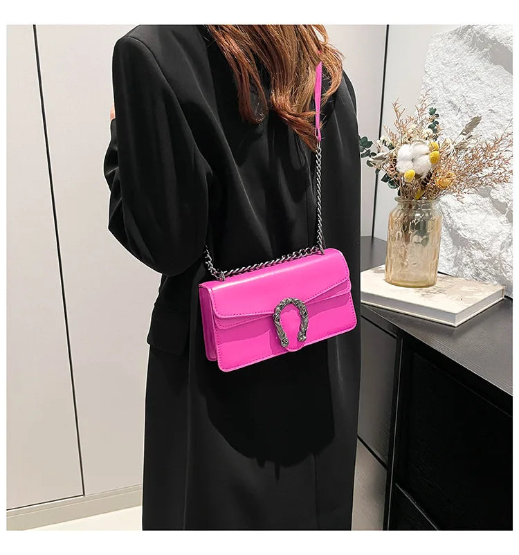 Square Crossbody Bag with Chain Strap for Women Durable Lightweight