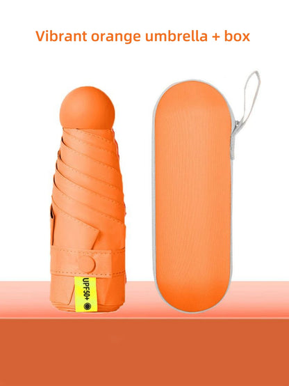 Anti-Uv Mini Umbrella For Sunny And Rainy Days, Portable With Uv Coating And 6 Reinforced Ribs