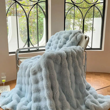 Luxury Faux Fur Rabbit Fur Thickened Blanket, Winter Soft Blanket Throw for Home Bed Sofa Cover 100X150cm 150X200cm 200X230cm