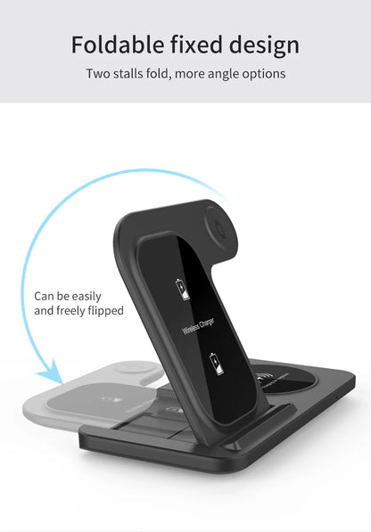 Foldable Wireless Dock for Smartphones and Earbuds 3-in-1