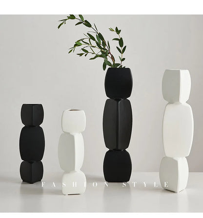 Modern Minimalist Black Vase - Nordic Style Home Decor Art Ornament for Living Room