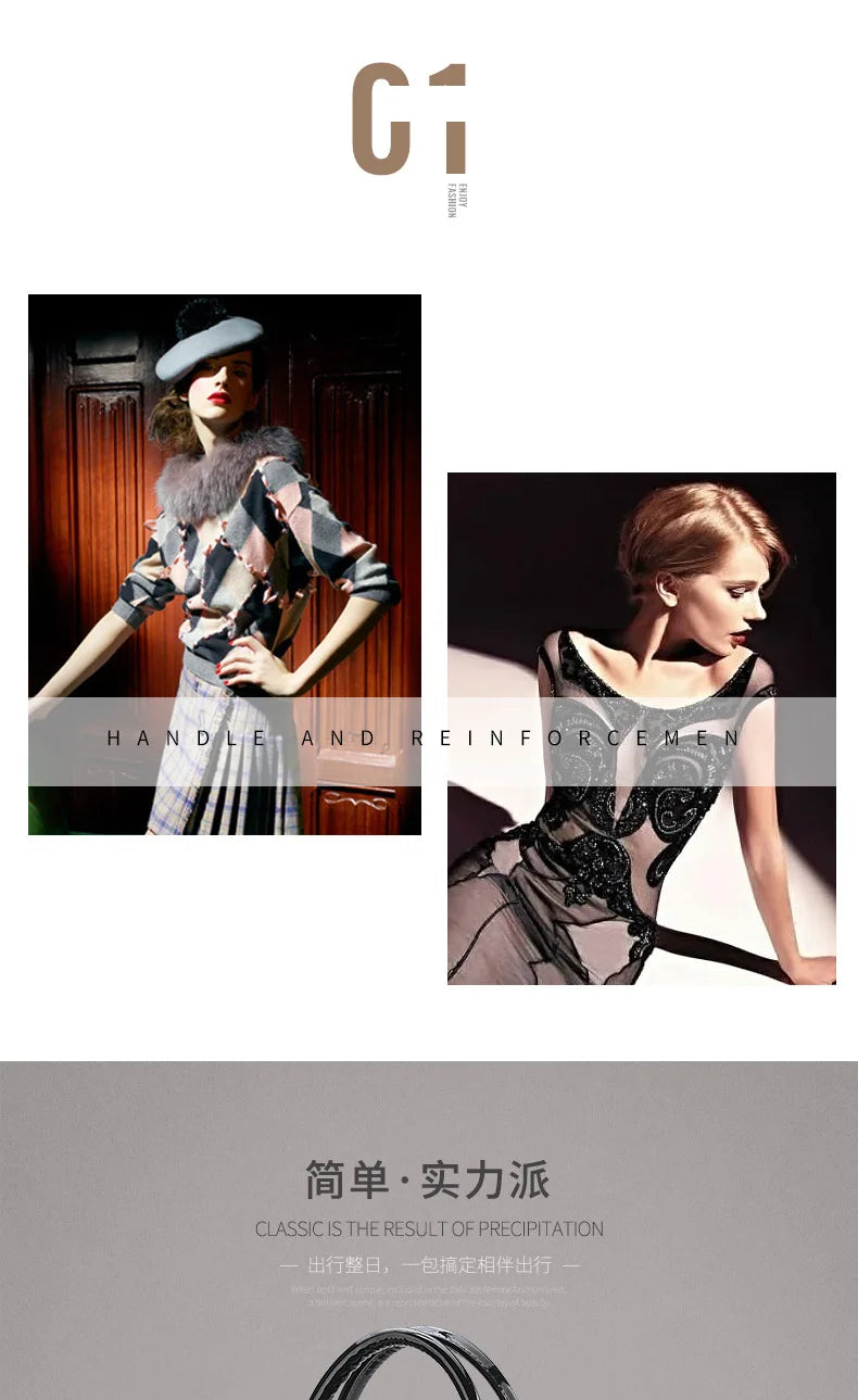 Black crocodile pattern leather handbag with sturdy top handles and an adjustable shoulder strap.