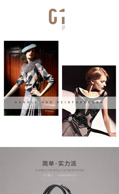 Black crocodile pattern leather handbag with sturdy top handles and an adjustable shoulder strap.