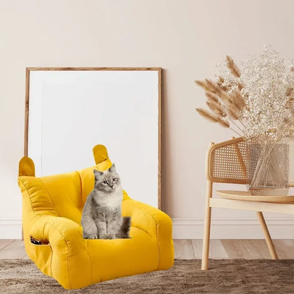 Cat Sofa Bed - Cartoon Design Detachable Washable Pet Furniture for Indoor Cats