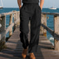 Men's Linen Pants With Wide Leg And Loose Fit With Drawstring Waist For Lightweight Breathable Comfort