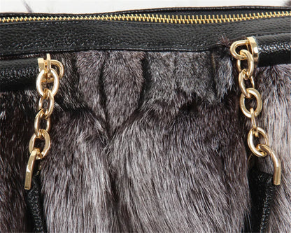 2026 Luxury Real Fox Fur Bag Winter Women Handbag Designer Luxury Bag Evening Party Bags Leather High Quality Shoulder Bag Natural Fur Bag