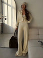 Women’s Knit Cardigan And Pants Set Slim Fit Long Sleeve Winter