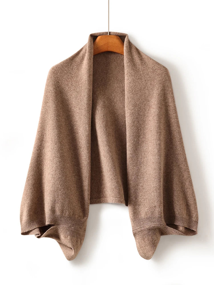 100% Wool Women Shawl Wrap Scarf Two Purposes Knitted Spring Accessories Cape Casual Soft Scarves Warm Cozy Fashion Mantles