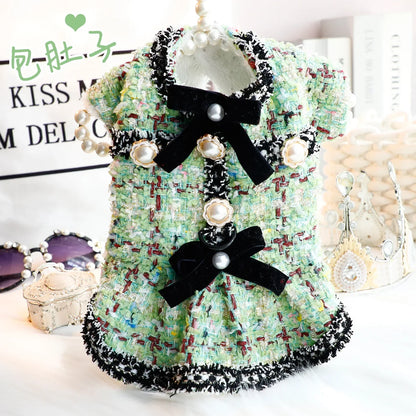 Winter Cotton Dog Dress Princess Style Soft Fit For Puppies