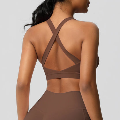 Women’s Yoga Bra Crop Top Nylon Elastane Supportive Sling Back