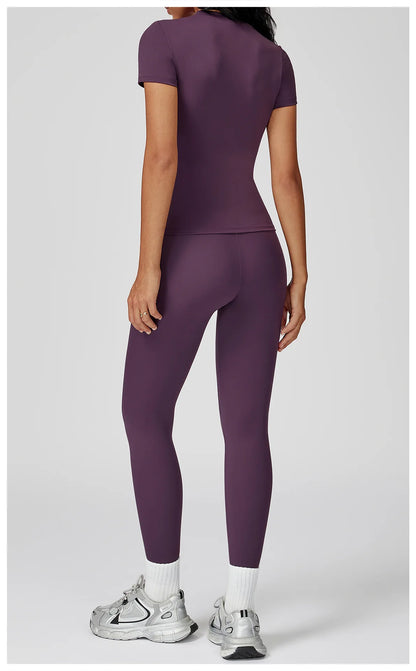 Women Yoga Set 2PCS Workout Set Sportswear Gym Clothing Fitness Long Sleeve High Waist Leggings Cycling Shorts WORKOUT REVOLUTION