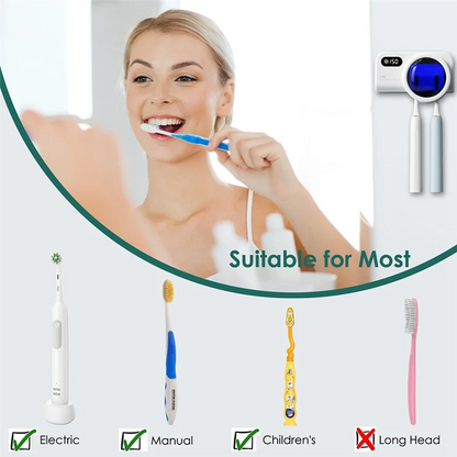 Smart Toothbrush Holder with Wall Mount and Rechargeable Cleaner