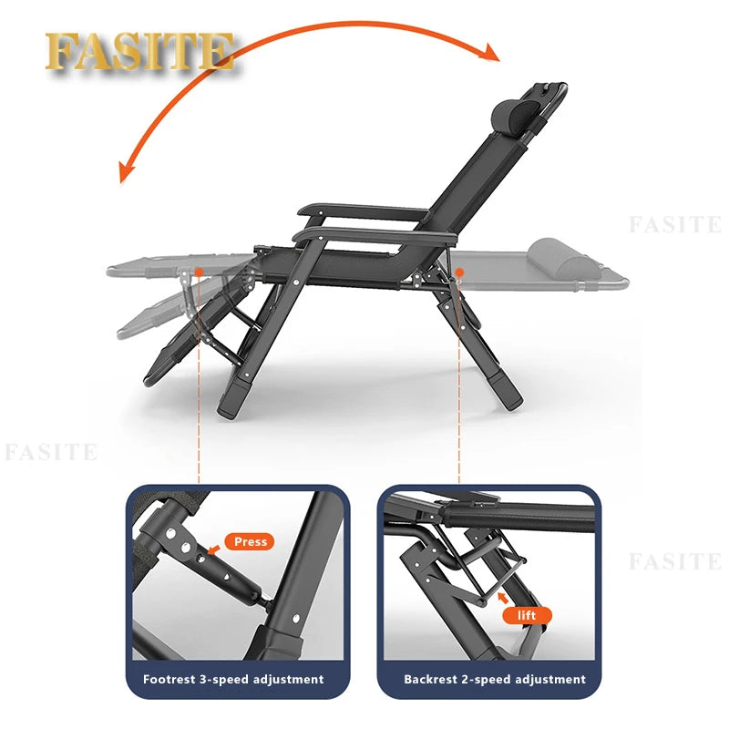 Portable office and household folding bed Ultra light height adjustable outdoor Camp bed Beach march recliner