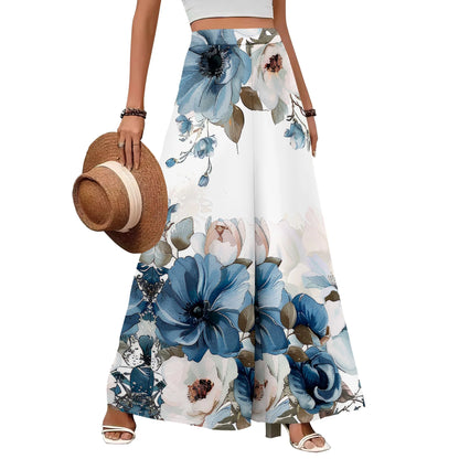 Women's Polyester Palazzo Pants With Pockets And High Waist And Wide Leg Flowing Silhouette