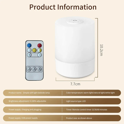 Touch bedside lamp with remote control and three light modes