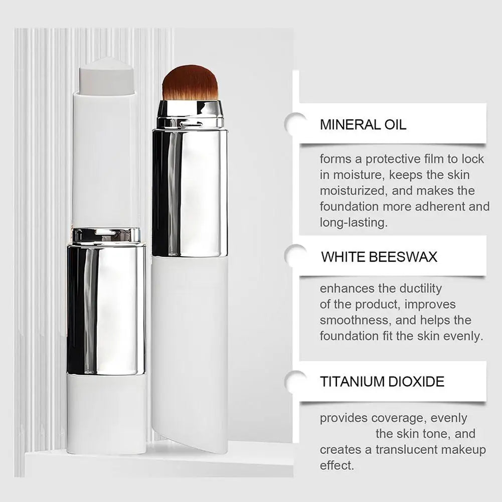 Foundation stick hydrating makeup applicator brush with mineral oil and beeswax