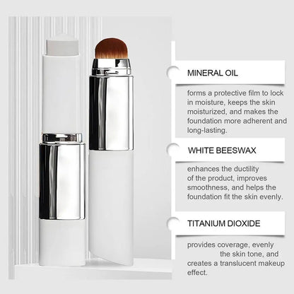Foundation stick hydrating makeup applicator brush with mineral oil and beeswax