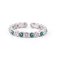 Adjustable Ring with Blue Evil Eye Open Copper Gold Tone Zircon Accent