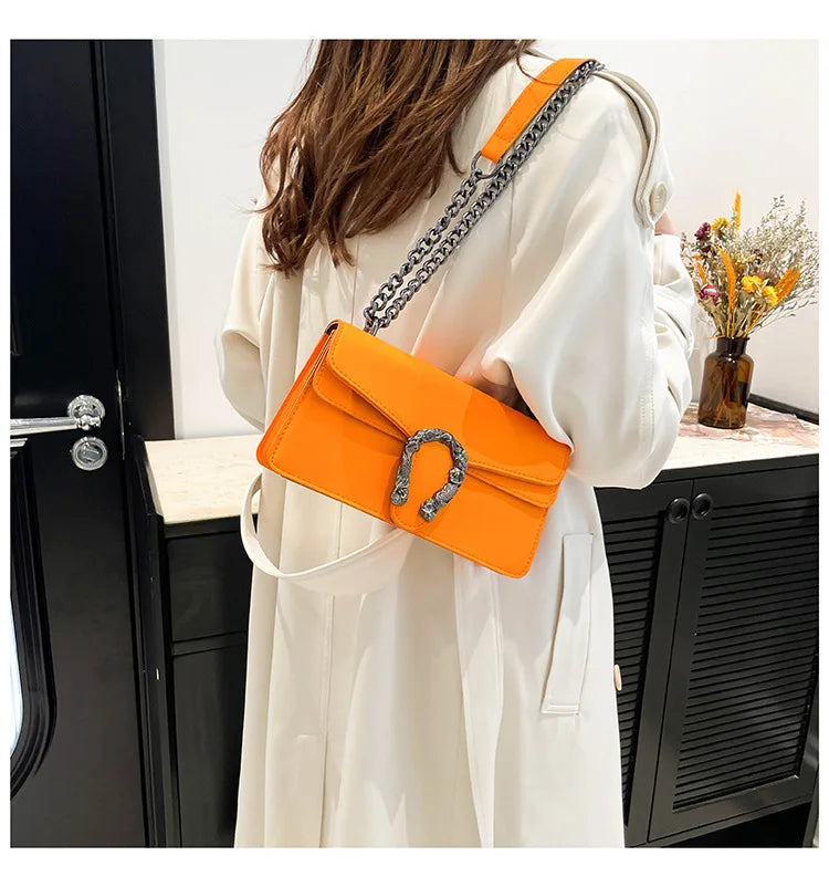 Square Crossbody Bag with Chain Strap for Women Durable Lightweight