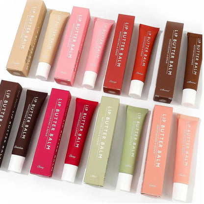 Crystal Lip Butter Balm - Moisturizing Jelly Oil Lipgloss with Brown Sugar Cherry Pink Tints