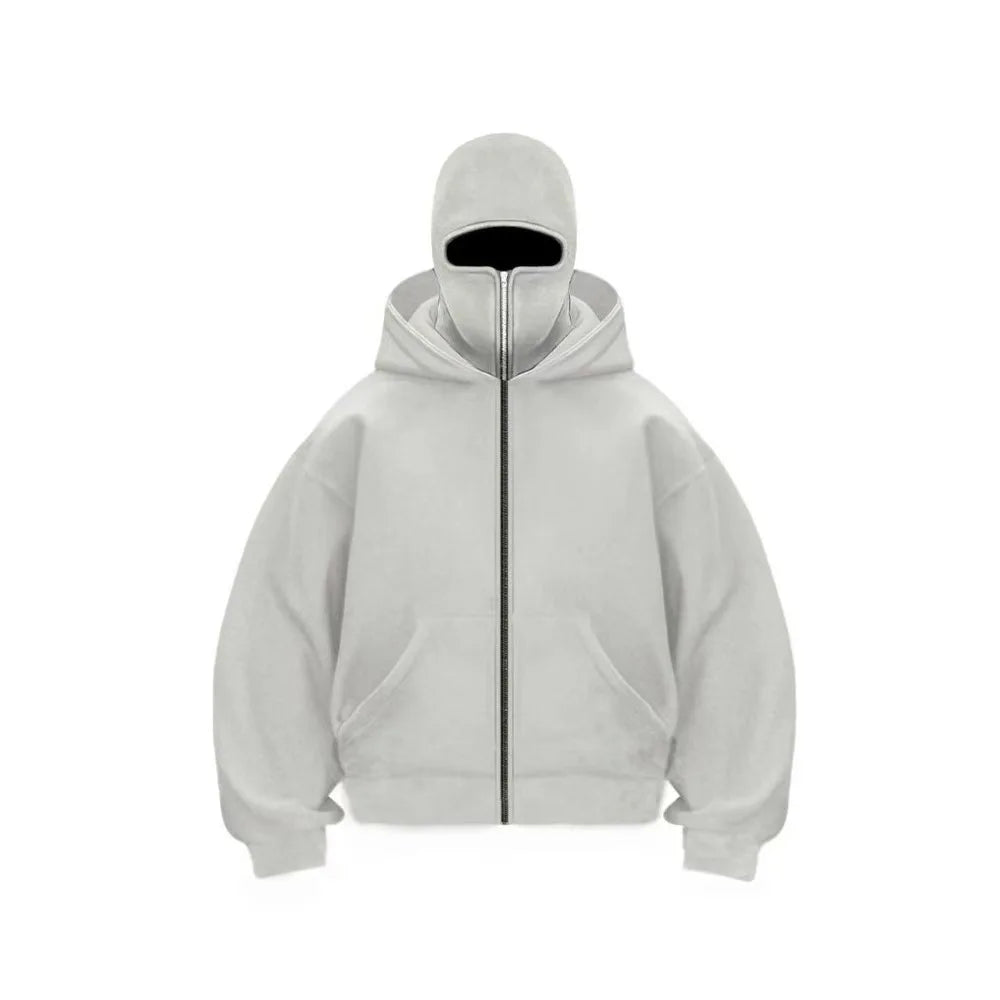 Unisex Hooded Jacket with Double Hood and Zipper Closure in Loose Fit for Spring and Autumn