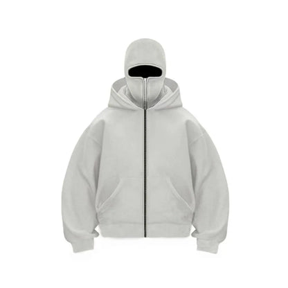 Unisex Hooded Jacket with Double Hood and Zipper Closure in Loose Fit for Spring and Autumn