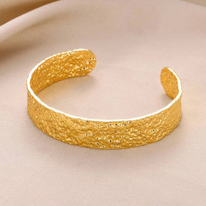 Adjustable Cuff Bracelet Textured Surface Gold Tone for Men and Women Everyday Wear