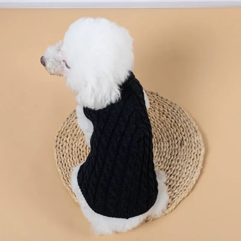 Knitted turtleneck dog sweater for everyday walks and lounging