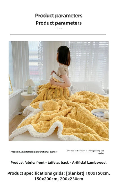 Ultra Blanket With Double Layer Milk Velvet And Lambswool Warmth