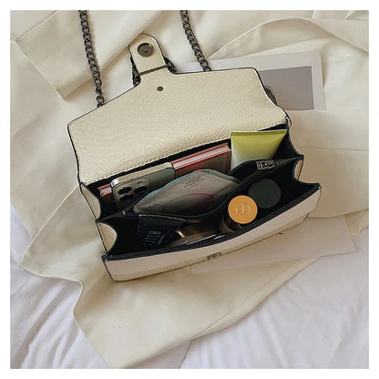 Retro Crossbody Bag with Snake Pattern Square Silhouette for Women