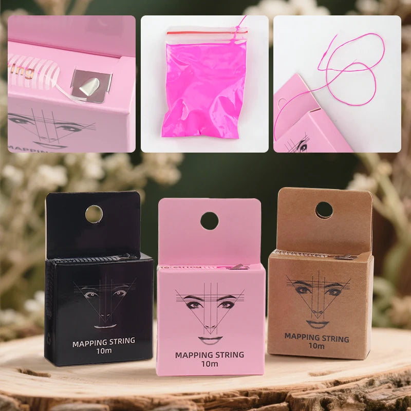 Women’s Eyebrow Tattoo Thread Marker with Cotton Ruler for Mapping Lines