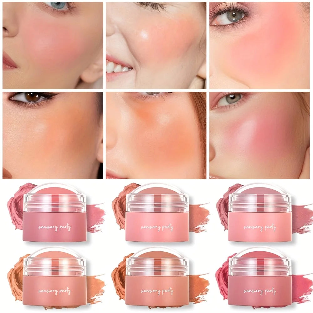 Waterproof Cream Blush Palette with Six Shades for All Skin Tones